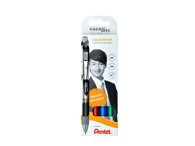 Gelschrijver Pentel BL77 Energel M 4st assorti