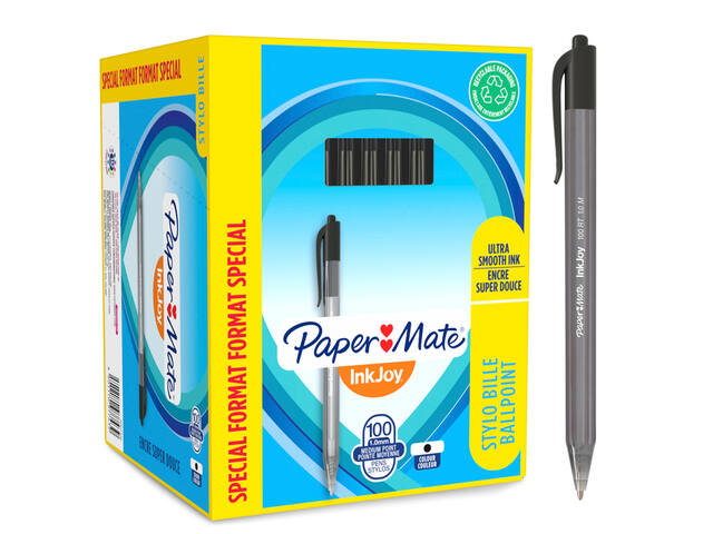 Balpen Papermate Inkjoy 100RT valuepack M zwart