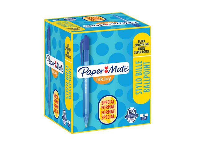 Balpen Papermate Inkjoy 100RT valuepack M blauw