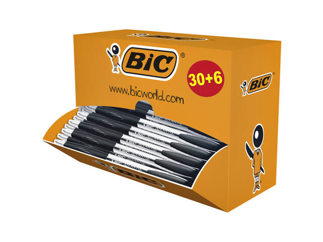 Balpen Bic Atlantis classic grip clic M zwart