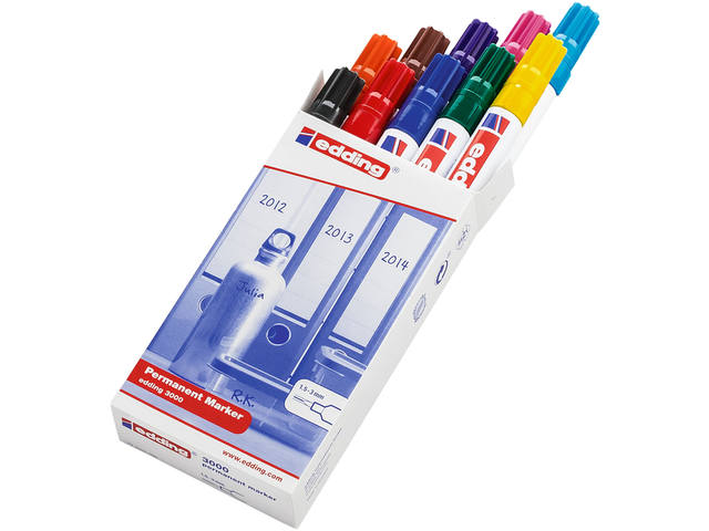 Viltstift edding 3000 rond 1.5-3mm 10x assorti