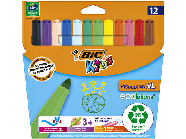 Kleurstift BicKids Visacolor XL Eco 12st ass