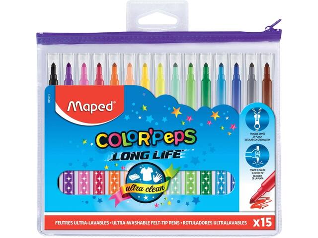 Viltstift Maped ColorPeps Long Life set 15 kleuren