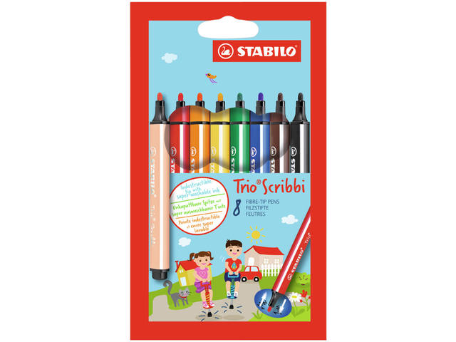 Viltstift STABILO Trio Scribbi 368/8 8st assorti