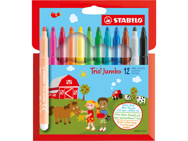 Viltstift STABILO Trio Jumbo 380/12 XL 12st ass