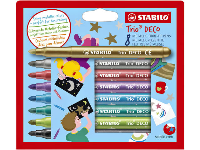 Viltstift STABILO Trio deco 377/8 metallic 8st ass