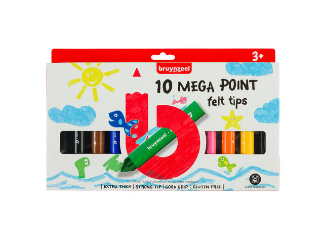 Viltstift Bruynzeel Kids Mega Point 10st ass