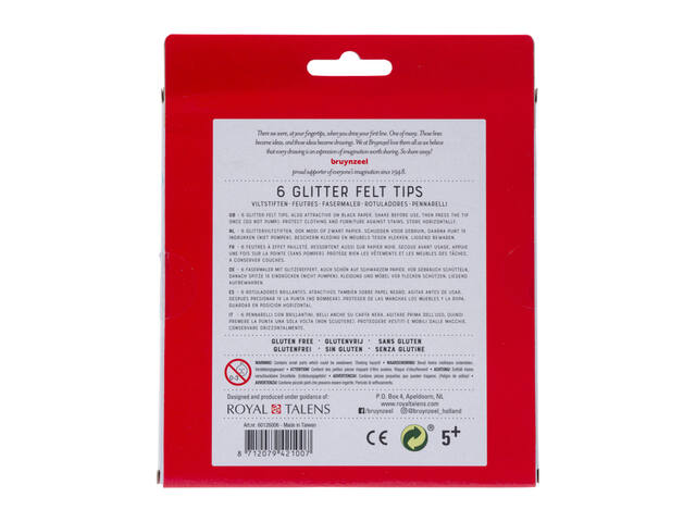 Viltstift Bruynzeel Kids 6st ass glitter
