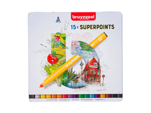 Viltstift Bruynzeel Creatives Superpoints 15st ass