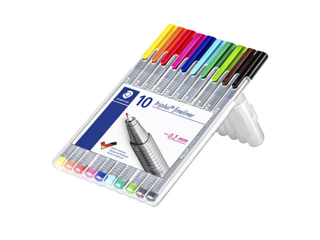Fineliner Staedtler triplus 334 0.3mm ass 10st