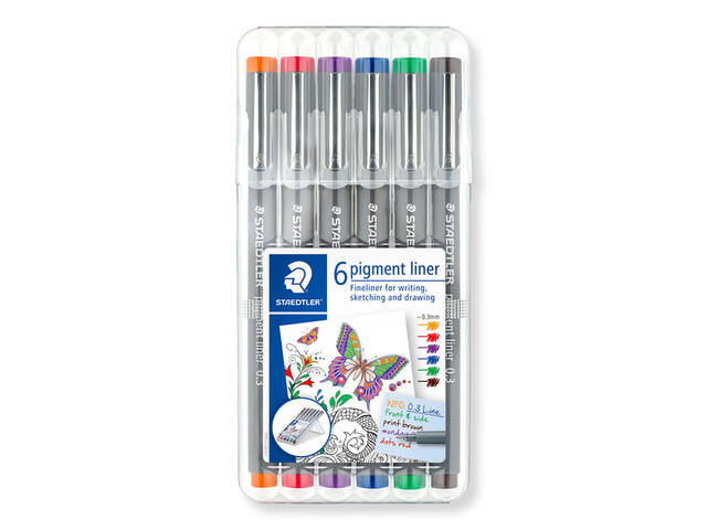 Fineliner Staedtler pigment 308 0.3mm 6 st ass