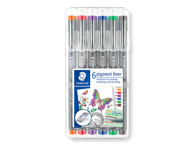 Fineliner Staedtler pigment 308 0.5mm 6 st ass