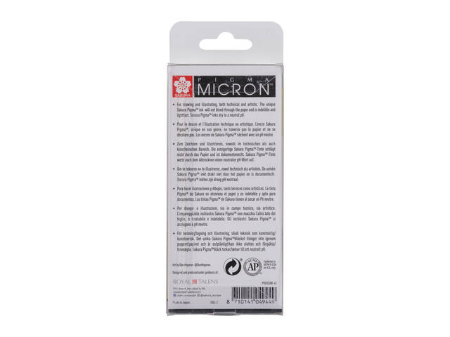Fineliner Sakura Pigma Micron 6 breedtes zwart