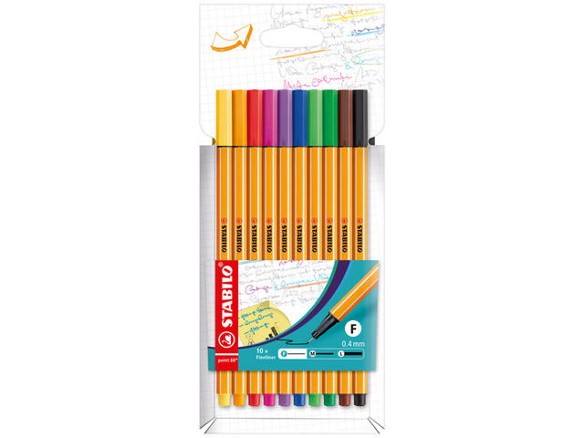 Fineliner STABILO point 88/10 F ass 10st