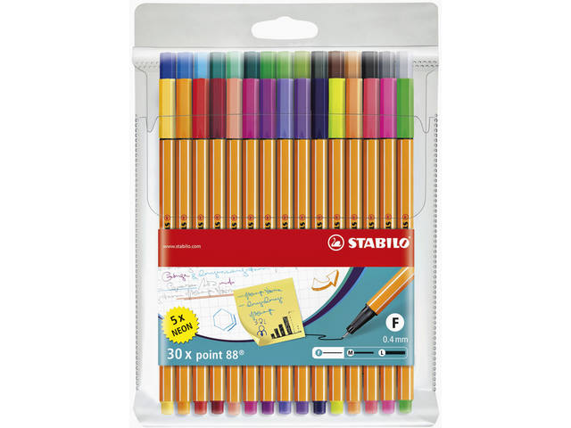 Fineliner STABILO point 88/30 F ass 30st