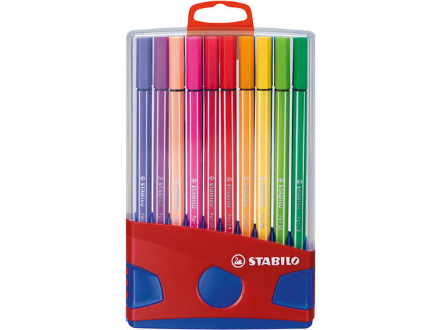 Viltstift STABILO Pen 68/20 rood/blauw etui M 20st