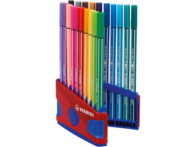 Viltstift STABILO Pen 68/20 rood/blauw etui M 20st