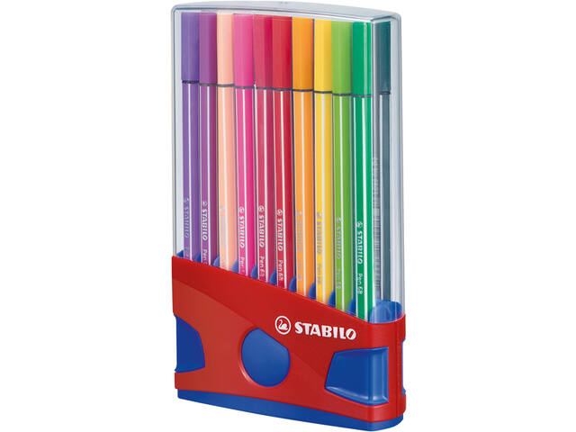 Viltstift STABILO Pen 68/20 rood/blauw etui M 20st
