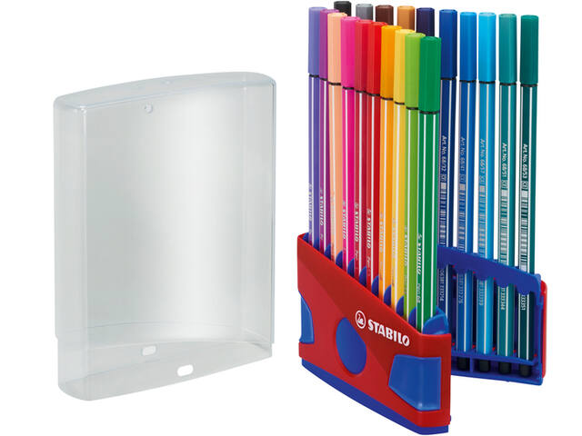 Viltstift STABILO Pen 68/20 rood/blauw etui M 20st
