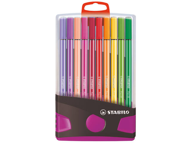 Viltstift STABILO Pen 68/20 antrac/roze etui 20st