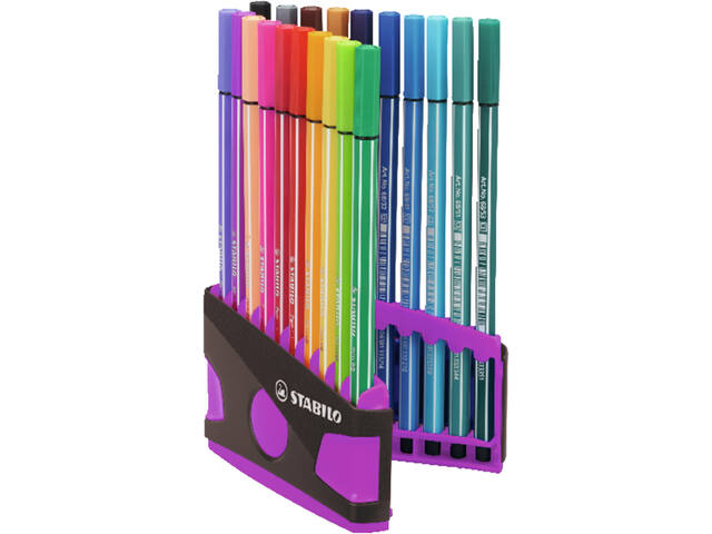 Viltstift STABILO Pen 68/20 antrac/roze etui 20st