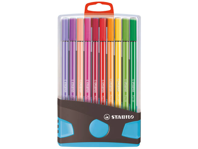 Viltstift STABILO Pen 68/20 antrac/turq etui 20st