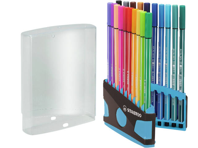 Viltstift STABILO Pen 68/20 antrac/turq etui 20st