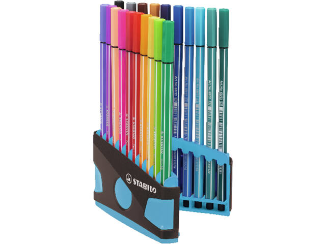 Viltstift STABILO Pen 68/20 antrac/turq etui 20st