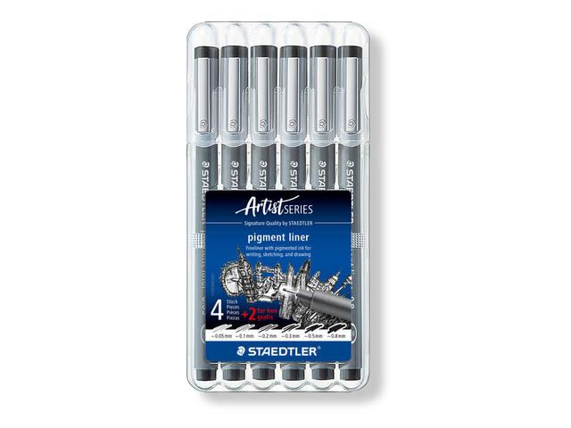 Fineliner Staedtler pigment 308 ass schrijfbr zw