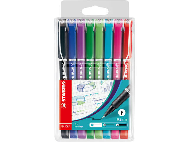 Fineliner STABILO Sensor 189/8 F ass 8st