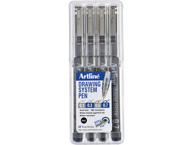 Fineliner Artline technisch 0.1-0.3-0.5-0.7mm zw