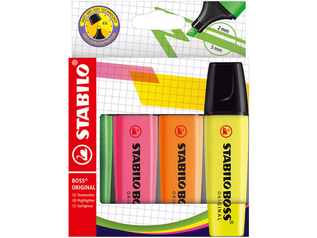 Markeerstift STABILO BOSS 70/4 assorti 4st