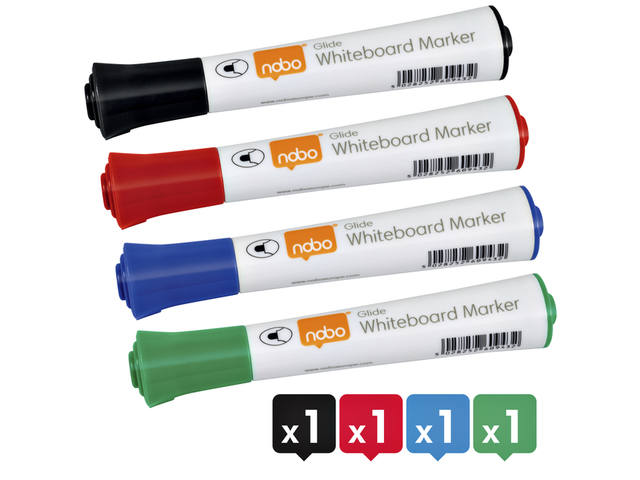 Whiteboardmarker Nobo glide rond 3mm ass