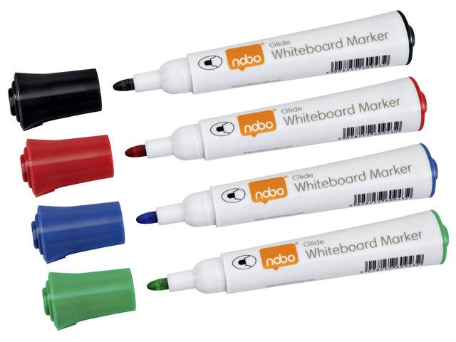 Whiteboardmarker Nobo glide rond 3mm ass