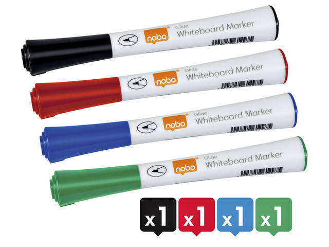 Whiteboardmarker Nobo glide rond 1mm ass