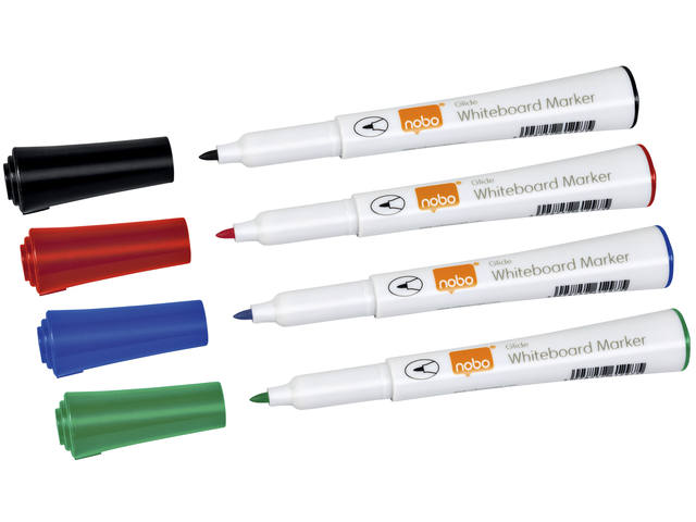 Whiteboardmarker Nobo glide rond 1mm ass