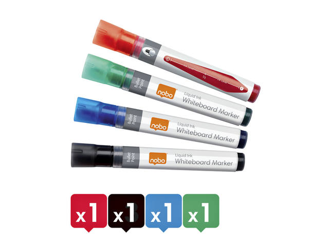 Whiteboardmarker Nobo liquid rond 3mm ass
