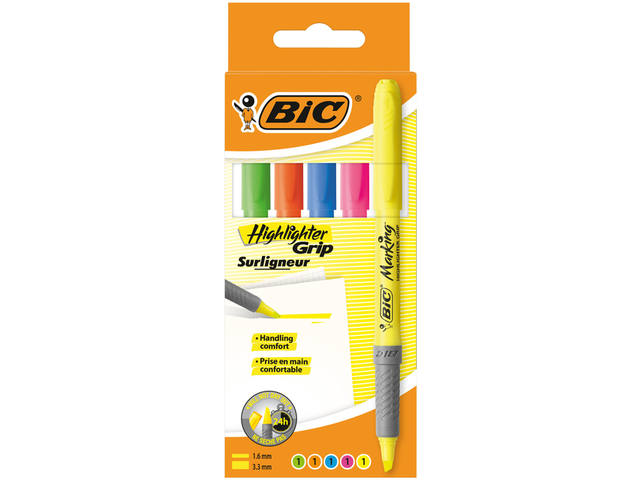 Markeerstift Bic grip assorti