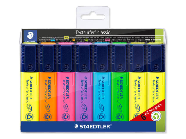 Markeerstift Staedtler 364 textsurfer 6+2  ass