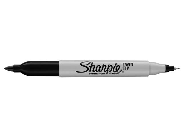 Viltstift Sharpie Twin tip UF en F 2st zwart
