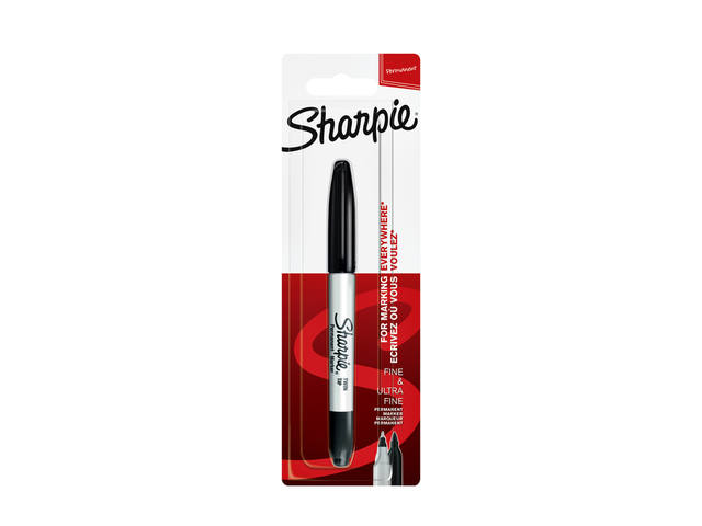 Viltstift Sharpie Twin tip UF en F zwart