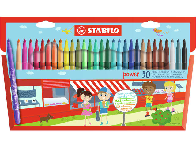 Viltstift STABILO power 280/30 30st assorti