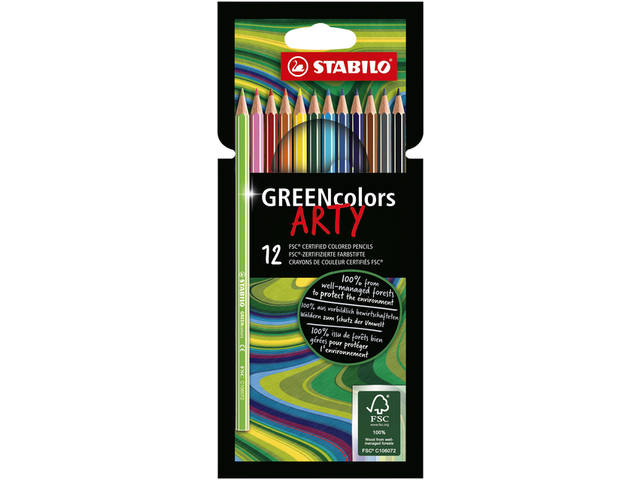 Kleurpotlood STABILO 6019 GREENcolors Arty 12st