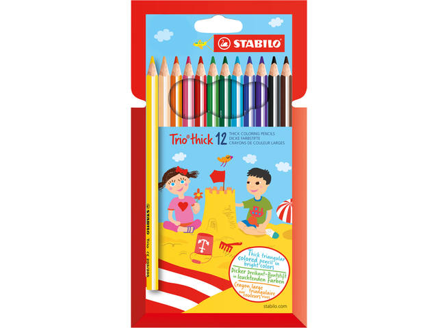 Kleurpotlood STABILO 203 Trio dik 12st assorti