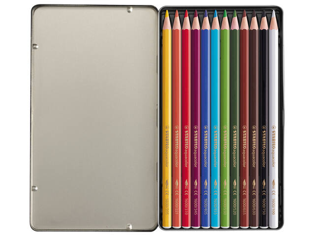 Kleurpotlood STABILO 1612 aquacolor blik 12st ass