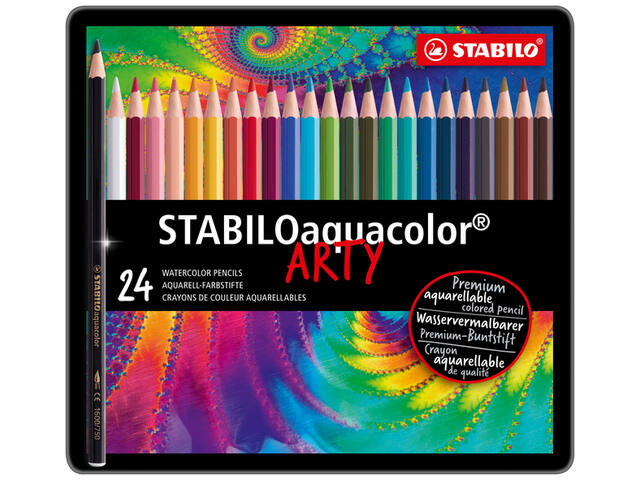 Kleurpotlood STABILO 1624 aquacolor blik 24st ass