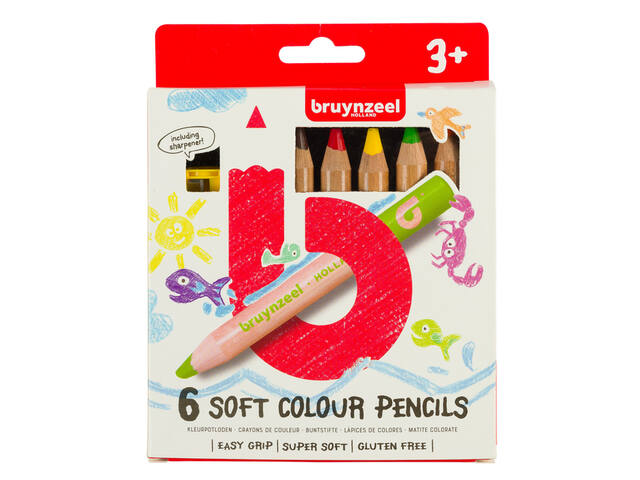 Kleurpotlood Bruynzeel Kids met slijper 6st ass