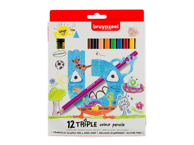 Kleurpotlood Bruynzeel Kids Triple 12st ass