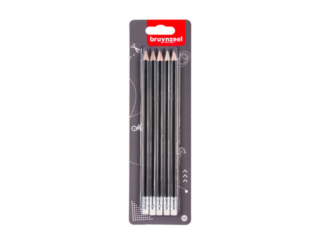 Potlood Bruynzeel Teens HB met gum 5 stuks