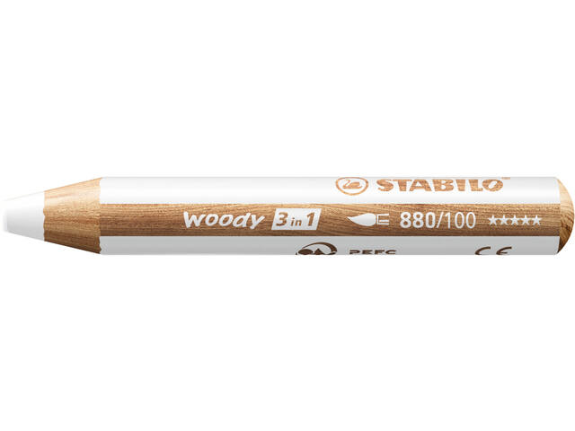 Kleurpotlood STABILO 880 woody 3 in 1 wit